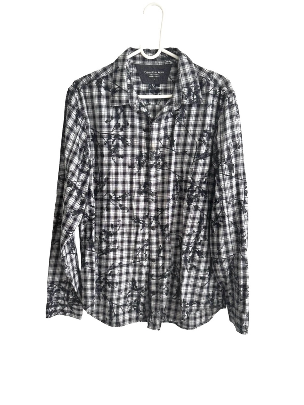 Calvin Klein Jeans Black & White Plaid Button-Down Shirt